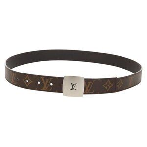 LOUIS VUITTON Monogram Ceinture LV Cut Belt 39.4"" Silver